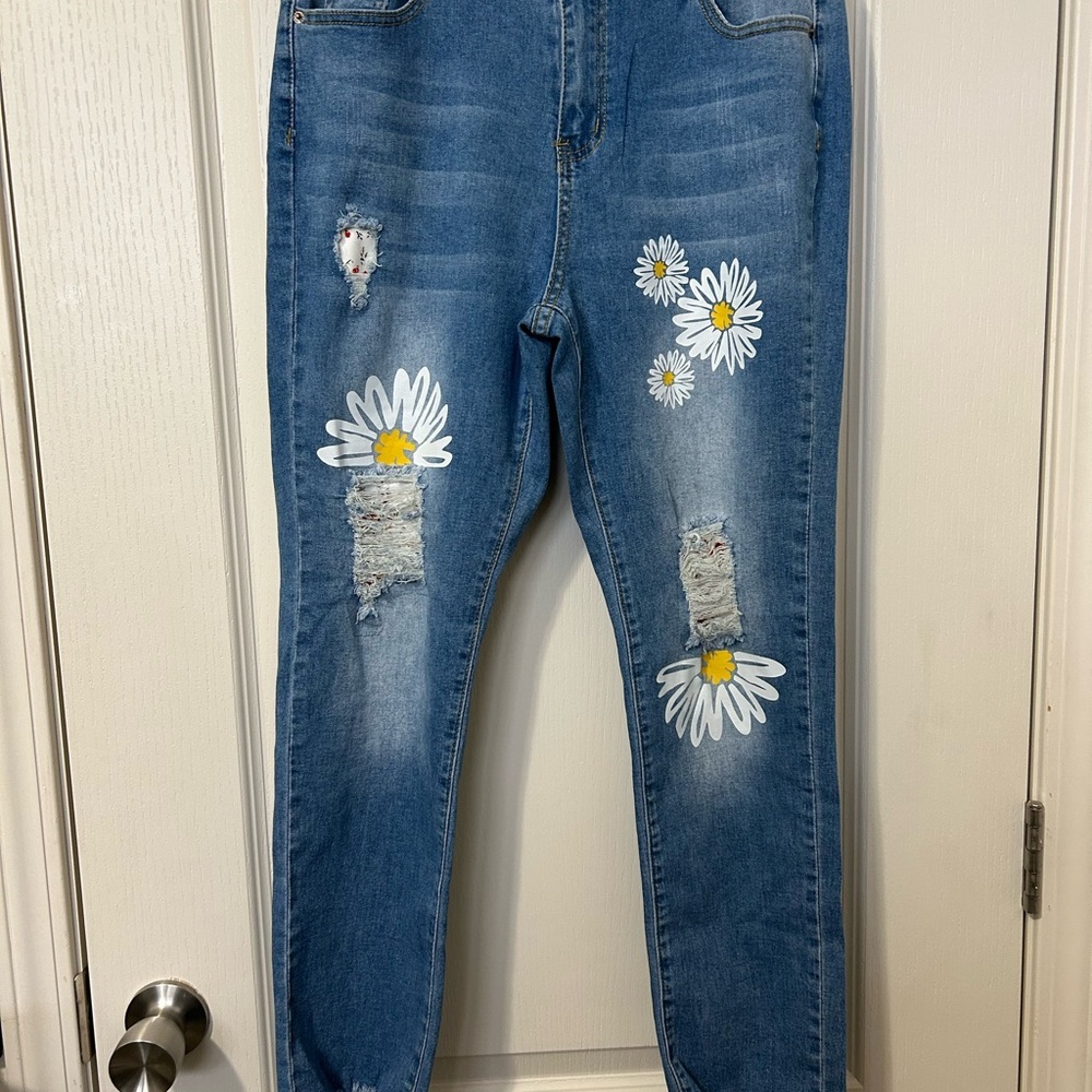 Floral Blue Jeans